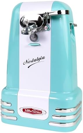 Nostalgia Retro Electric Can Opener for Kitchen with Magnetic Lid