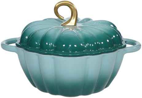 Pumpkin Enameled Cast Iron Dutch Oven with Lid, 4.5 QT Dual Handles