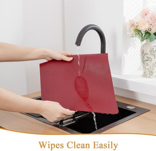 SHACOS Vinyl Placemats Set of 6 Faux LeatherPlace Mat, Red