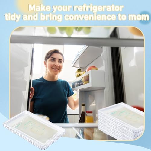Hushee 12 Pcs Flat Breast Milk Freezer Storage Organizer Trays Clear