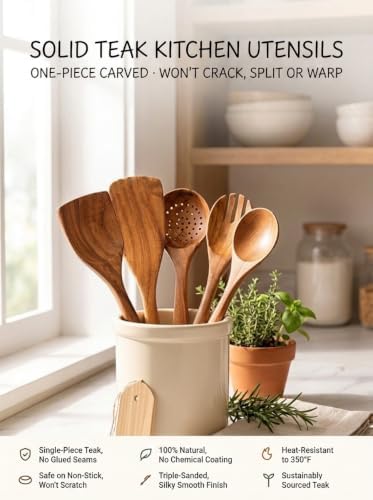 Teak Wooden Kitchen Utensil Set of 6