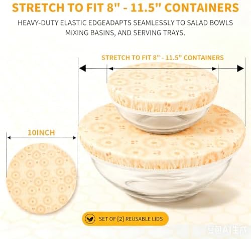 Beeswax Bowl Covers for Sourdough Proofing, 2 Pack