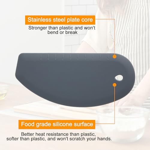 2pcs Silicone Dough Scraper, Curved Edge Bench Scraper & Stainless