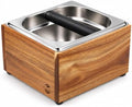 Large Acacia Wood Espresso Knock Box with Stainless Steel Interior
