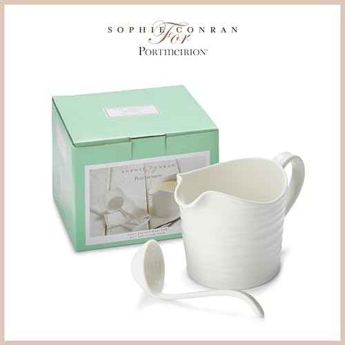 Portmeirion Sophie Conran Mini Sauce Jug & Ladle Set, 1 Pint - White