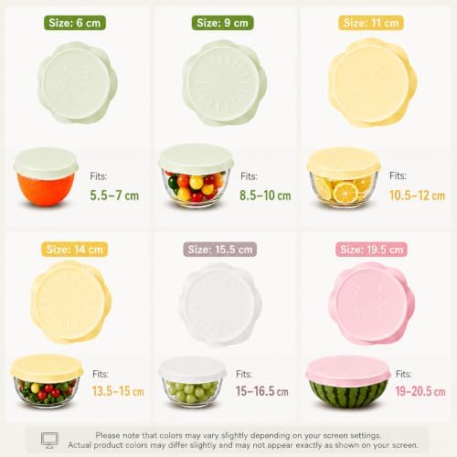 Silicone Bowl Covers, 6 Pack, Reusable Food Storage