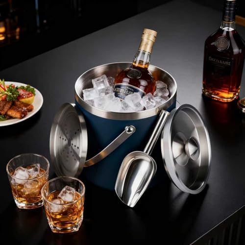 3L Double-Wall Insulated Stainless Steel Ice Bucket for parties