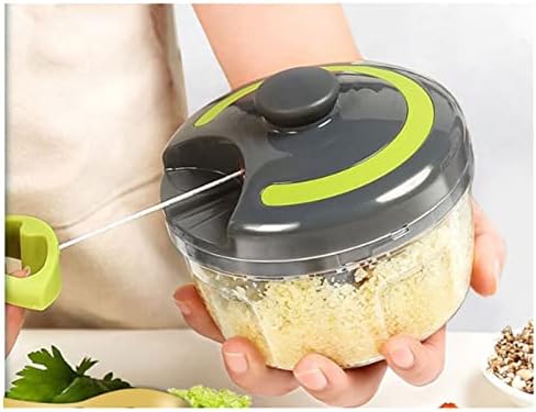Manual Food Processor Vegetable Chopper, 500ml Gray Portable Hand Pull