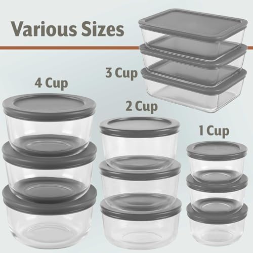 24pc Set Glass Food Storage Containers & Bowls with Airtight Lids