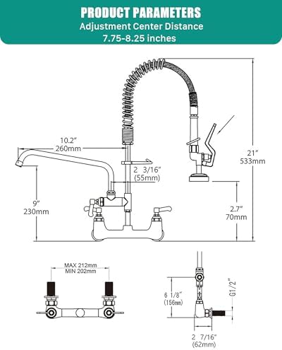 Commercial Wall-Mount Kitchen Faucet, Polished Chrome, 25" Height