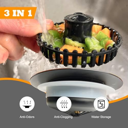 Kitchen Sink Drain Strainer 3 in 1, 304 Stainless Steel