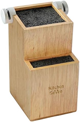 Bamboo Universal Knife Block with 2 Built-In Sharpeners