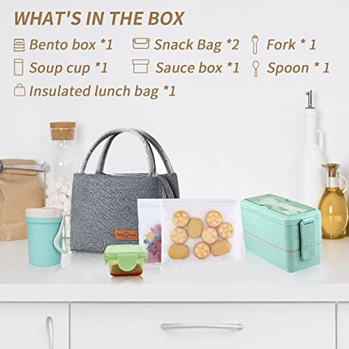 3-Layer Stackable Wheat Straw Bento Lunch Box Kit