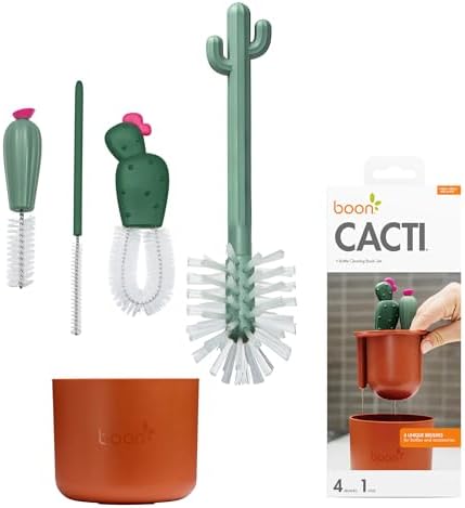 Boon Cacti Bottle Cleaning Brush Set, Terracotta, 4 Piece Set