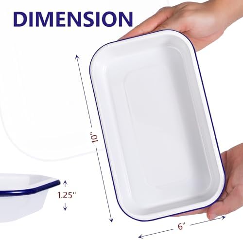 Webake Enamelware 1/8 Sheet Pan, 2 Pack Enameled Steel Small Baking