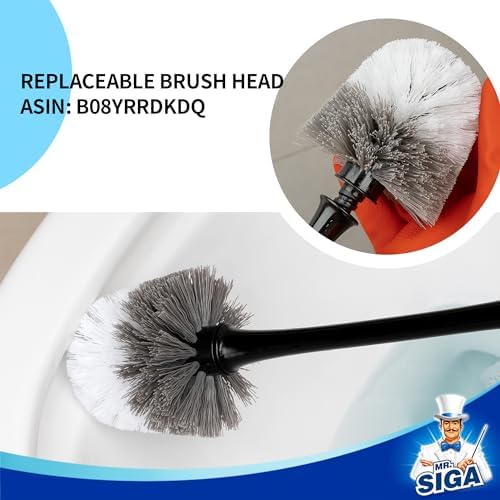 MR.SIGA Toilet Plunger and Brush with Holder, Black