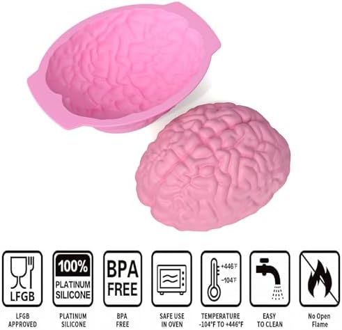 Halloween Silicone Molds - Brain Jello Mold with Support Base, 3D