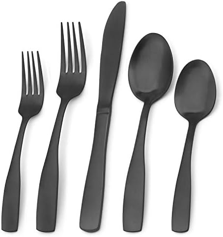 Matte Black Silverware Set, Bysta 20-Piece Stainless Steel Flatware