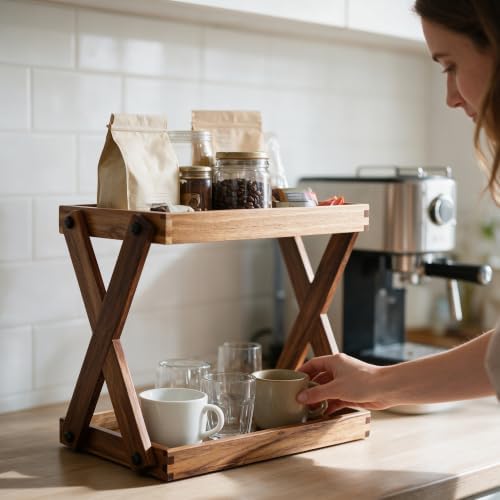 2-Tier Wood Countertop Organizer Shelf