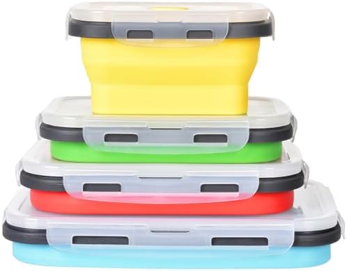Collapsible Silicone Food Storage Containers, Set of 4 Foldable