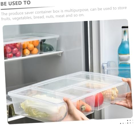 Cabilock Divided Food Storage Box with Lid, PP Refrigerator Bin