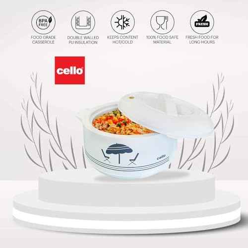 Cello Chef Deluxe Insulated Hot Pot Casserole 2500, White