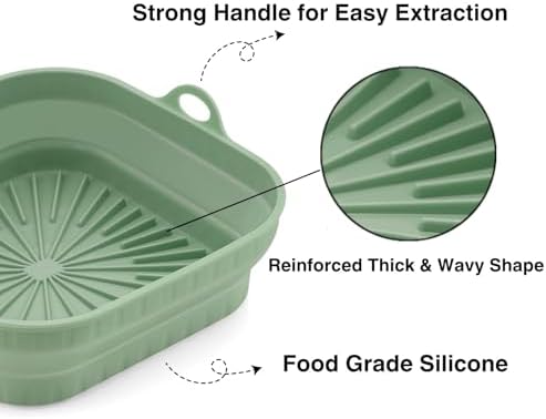 3 Pack Silicone Air Fryer Liners Reusable– Emptycolor 8 Inch Square
