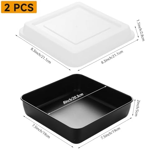 8x8 Baking Pan Set of 2, Nonstick Brownie Cake Baking Pans