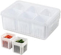6-in-1 Kitchen Scallion Storage Box, 6 Grids Draining Crisper Portable