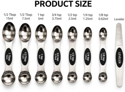 Stainless Steel Magnetic Measuring Spoons Set of 8