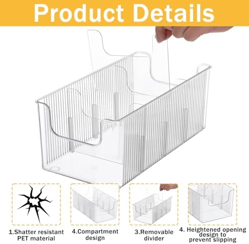 4 Pcs Chip Bag Organizer for Pantry, 4-Compartment Chip Storage