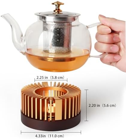 Tea Warmer, Aluminum Alloy & Wood, for Heating Tea Coffee Milk