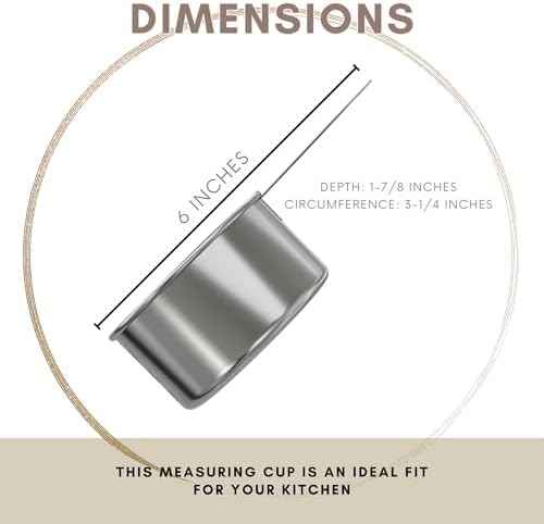 1 Cup Stainless Steel Measuring Cup | Sturdy Metal 250 ml | 240 cc