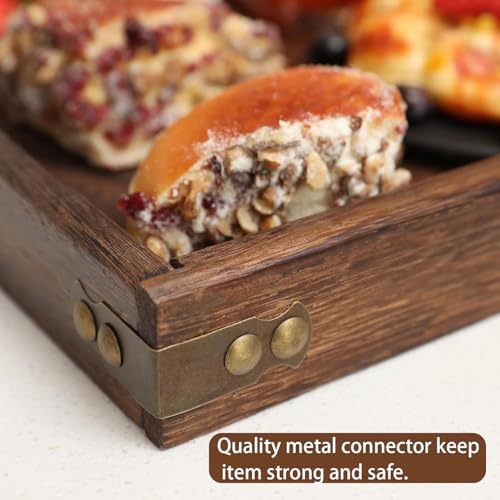 Wood Serving Tray with Handles,Farmhouse Wooden Tray for