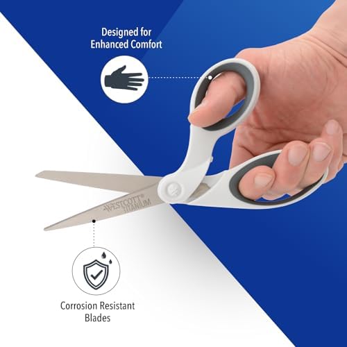 Westcott 8" Bent Craft Scissors with Titanium-Bonded Blades for