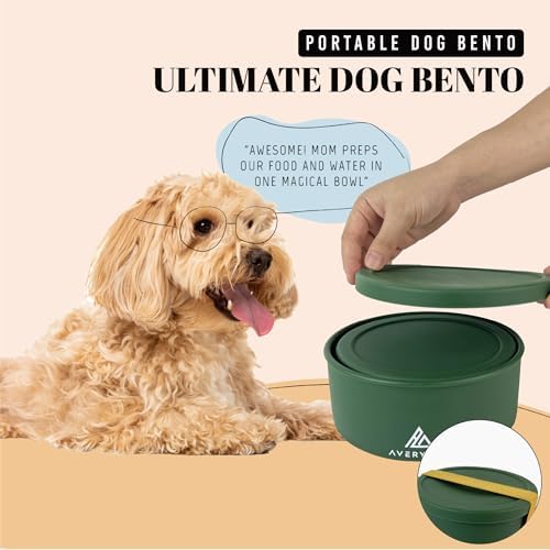 AVERYDAY 30 Oz Travel Dog Bowls with Lids, 2-in-1 Portable Pet Bowls