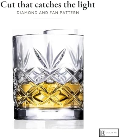 Royalty Art Kinsley Whiskey Glasses, Set of 4, 10.6 oz Crystal