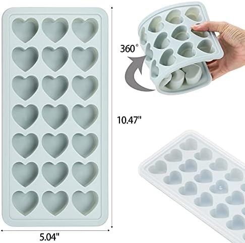 Heart Shaped Ice Cube Trays with Lid, Chocolate Mold, Easy Release Ice