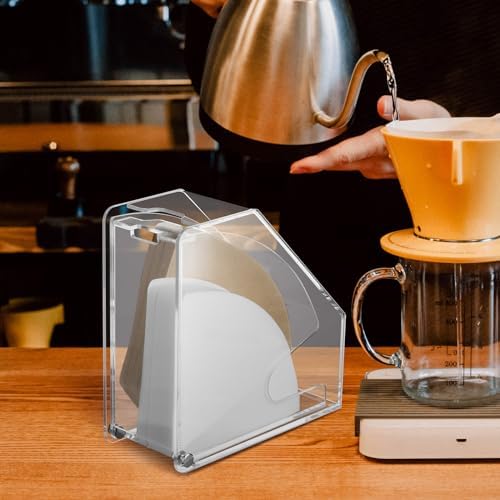 Coffee Filter Holder With Lid - Acrylic Paper Dispenser Rack Storage