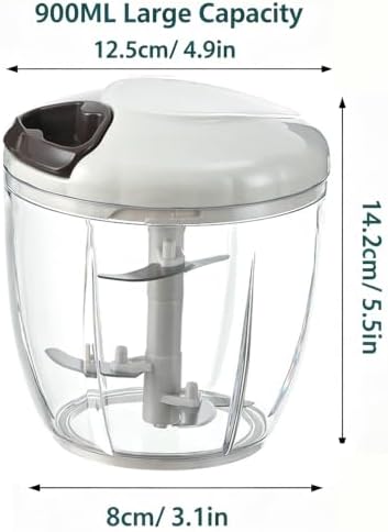Manual Food Processor Vegetable Cutter, 900ml Onion Chopper