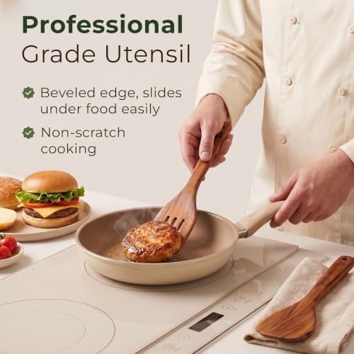 Wooden Spatula for Cooking, 2pcs Acacia Wood Utensils Set for Nonstick