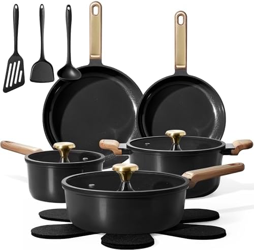 CAROTE Ceramic Cookware Sets, Pots and Pans Set, 16pcs