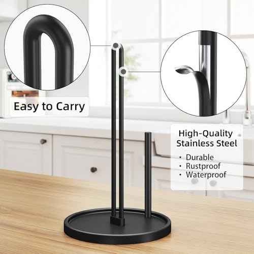 Black Stainless Steel Countertop Paper Towel Holder