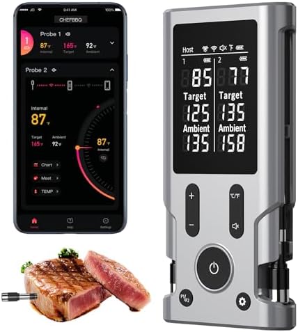 Smart Wireless Meat Thermometer, 2 Probes, 800ft Range