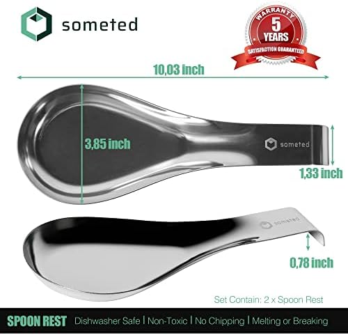 Stainless Steel Spoon Rest-Spatula Ladle Holder Set of 2 Stainless