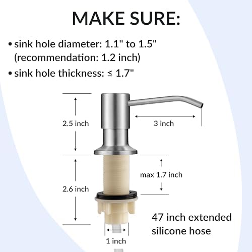 Soap Dispenser for Kitchen Sink, Brushed Nickel