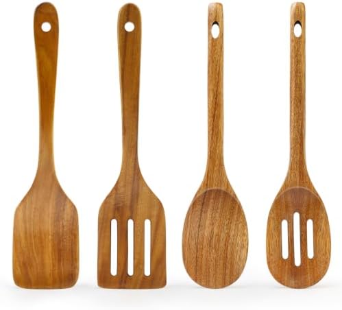 Acacia Wood Kitchen Utensil Set, Wooden Spoon and Spatula
