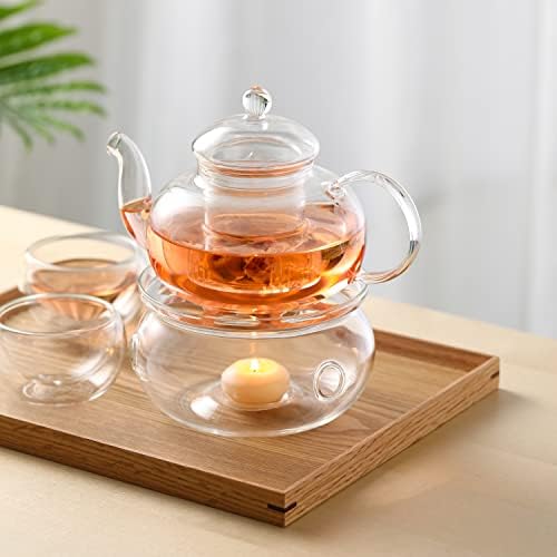 CnGlass Universal Glass Teapot Warmer,Handcrafted with Heat Proof &