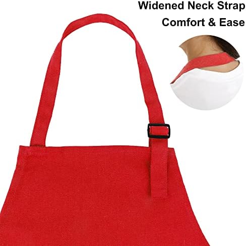 TOPTIE Child Cotton Canvas Apron with Pocket, Adjustable Strap for