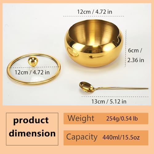 15OZ Sugar Bowl with Glass Lid and Spoon, Sugar Container of Coffee